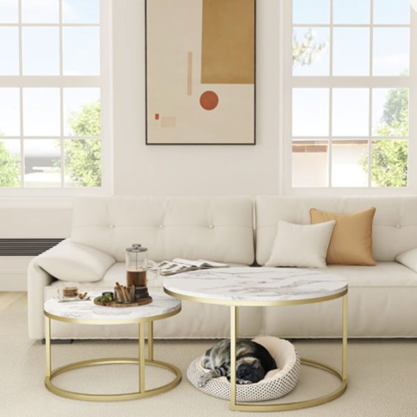 Round marble nesting tables 圆形大理石组合嵌套桌