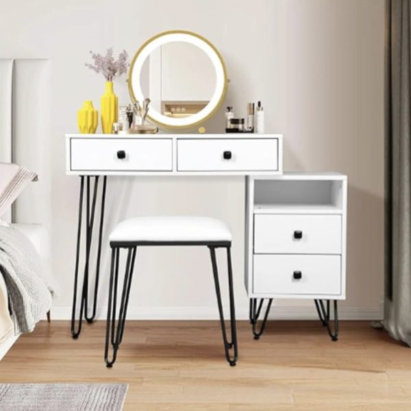 Solid Wood Vanity with Attached Bench 实木连凳卧室梳妆台（不带镜子）
