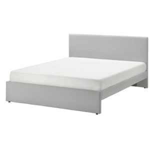 GLADSTAD Upholstered bed frame GLADSTAD灰色软垫床架+ÅKREHAMN Foam mattressÅKREHAMN 纯白泡沫床垫