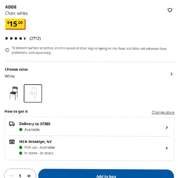 IKEA ADDE纯白餐桌椅X2 - 图片 3