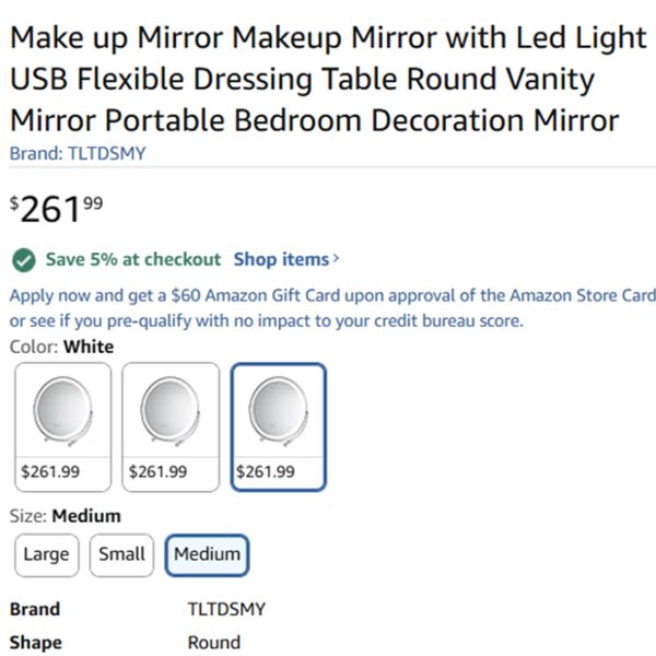 Desktop LED Round Vanity Mirror  360°可旋转LED圆形化妆镜 - 图片 2