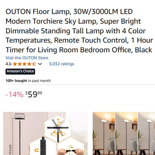 OUTUN Vertical floor lamp OUTUN立式落地灯（色温可调节，可遥控定时） - 图片 2