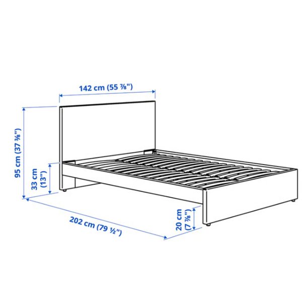 GLADSTAD Upholstered bed frame GLADSTAD灰色软垫床架+ÅKREHAMN Foam mattressÅKREHAMN 纯白泡沫床垫 - 图片 5