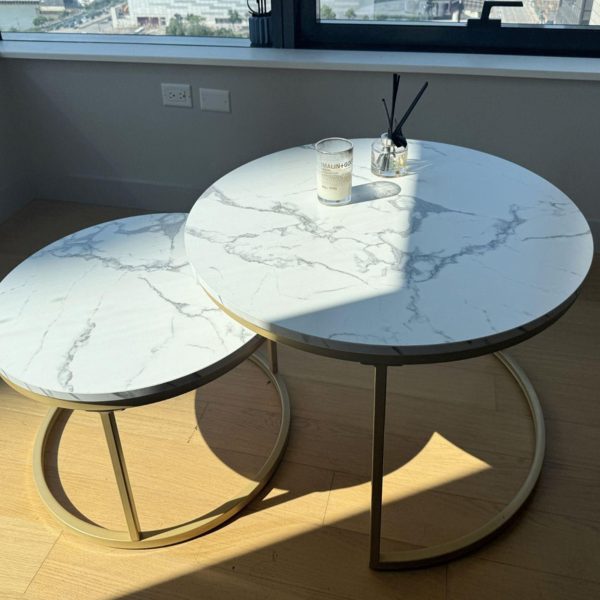 Round marble nesting tables 圆形大理石组合嵌套桌 - 图片 5