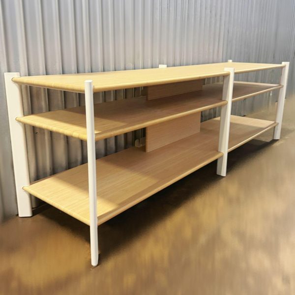 JÄTTESTA TV unit, white/light bamboo 三层电视柜 - 图片 4