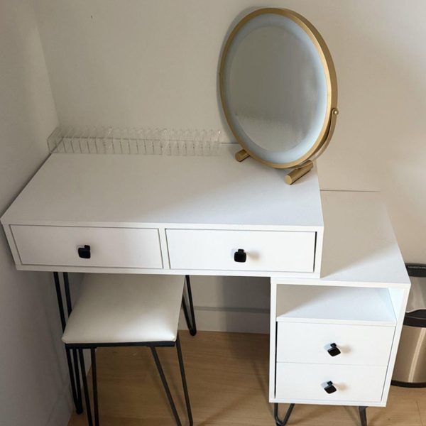 Solid Wood Vanity with Attached Bench 实木连凳卧室梳妆台（不带镜子） - 图片 3