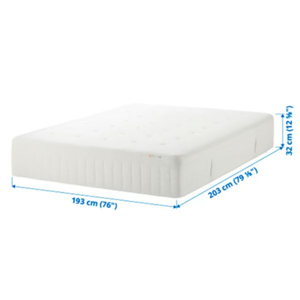 HAUGA Upholstered bed, 4 storage boxes, Lofallet beige, Full（带4 个储物箱）+HESSTUN Eurotop mattress, plush/white, King（毛绒/白色床垫） - 图片 8