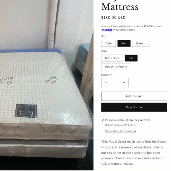 Mellow Nola Upholstered Platform Bed 软垫床+ROYAL CREST MATTRESS 床垫 - 图片 5