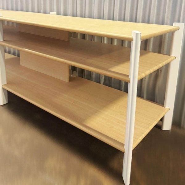 JÄTTESTA TV unit, white/light bamboo 三层电视柜 - 图片 3