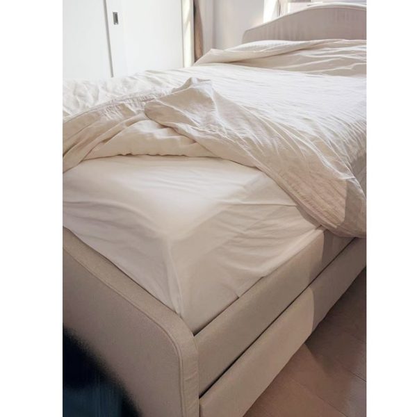 HAUGA Upholstered bed, 4 storage boxes, Lofallet beige, Full（带4 个储物箱）+HESSTUN Eurotop mattress, plush/white, King（毛绒/白色床垫） - 图片 3