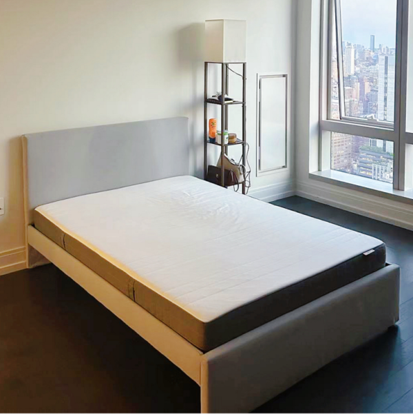 GLADSTAD Upholstered bed frame GLADSTAD灰色软垫床架+ÅKREHAMN Foam mattressÅKREHAMN 纯白泡沫床垫 - 图片 3