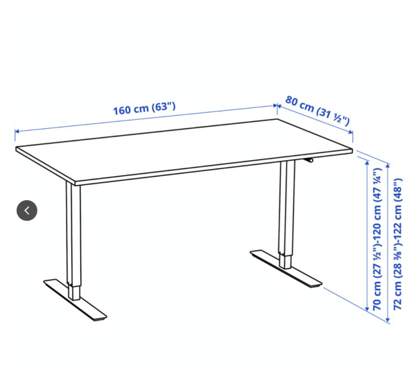TROTTEN Desk sit/stand, white（白色手动机械式升降桌） - 图片 3